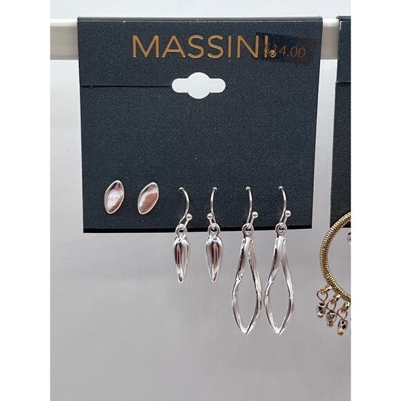 Massini 2 Sets Gold Silver Tone Studs & Drop Earrings 4 Pairs NEW! - Picture 7 of 8